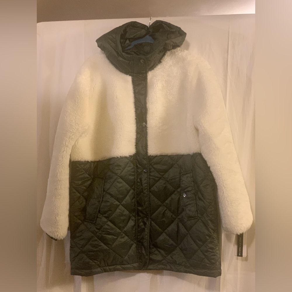 Sanctuary Sherpa Quilted Mix Media Long Sleeve Hoodie Jacket